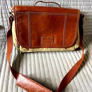 Tommy Bahama Canvas and Leather Messenger Bag